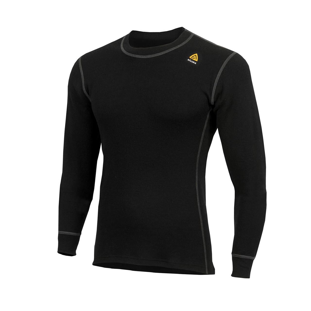 Se Aclima Mens WarmWool Crew Neck Shirt (Sort (JET BLACK) X-small) hos Friluftsland.dk