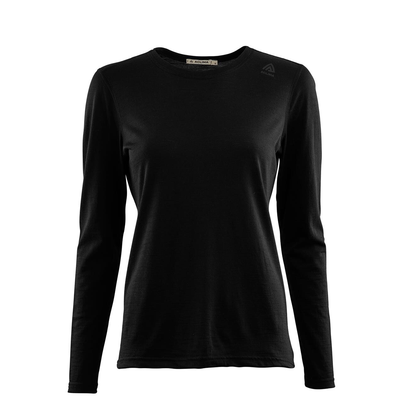 Se Aclima Womens Lightwool Undershirt Long Sleeve (Sort (JET BLACK) X-large) hos Friluftsland.dk