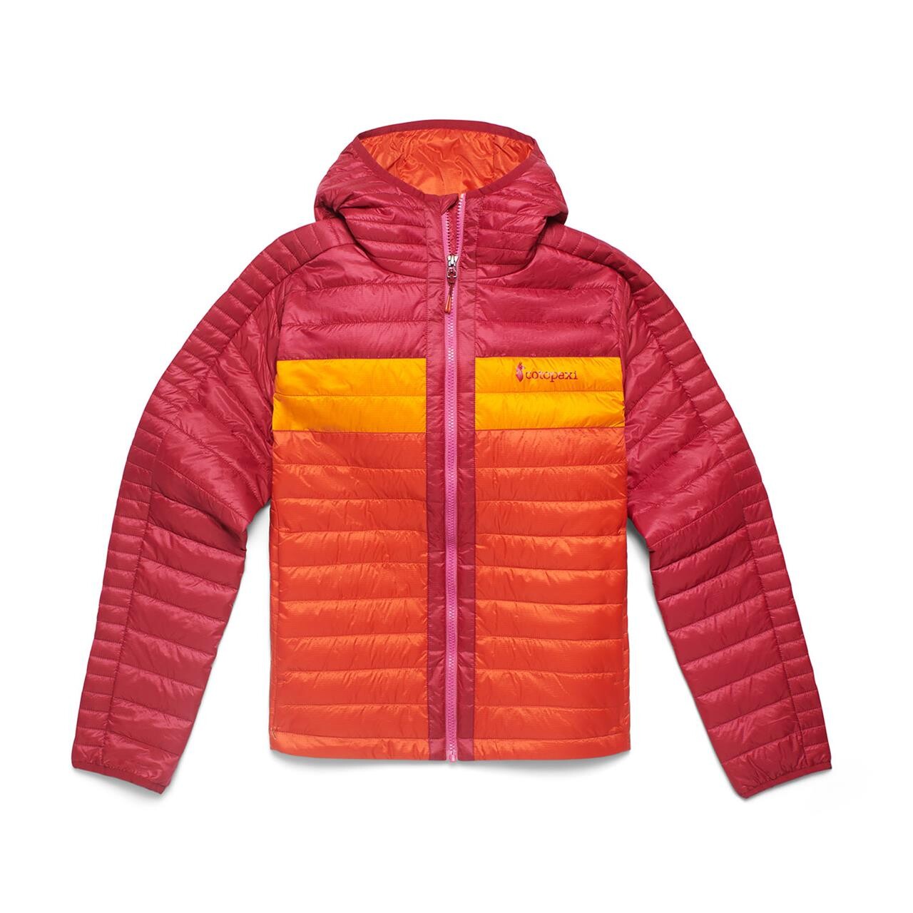 Se Cotopaxi Womens Capa Insulated Hooded Jacket (Rød (RASPBERRY & CANYON) X-small) hos Friluftsland.dk